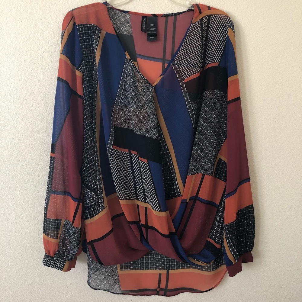 Sheer Bisou blouse patchwork print tunic